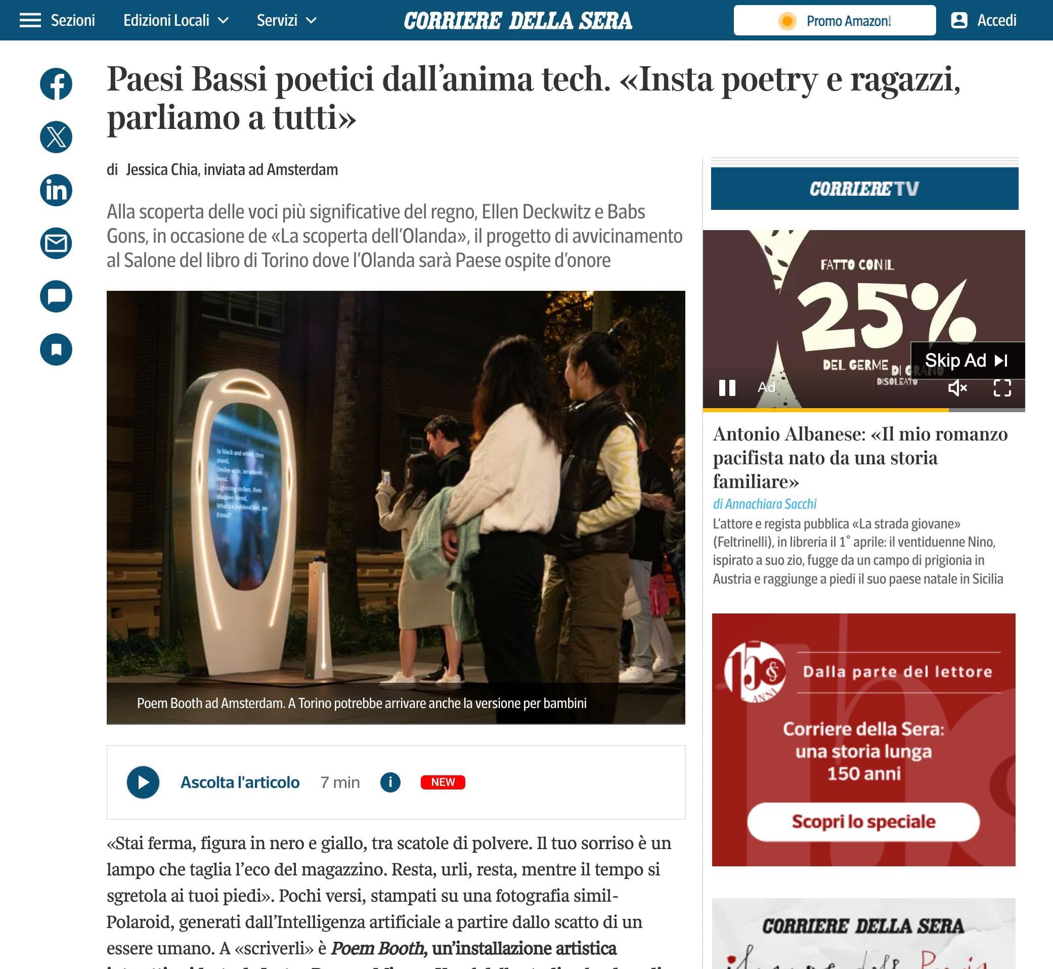 Corriere della Sera over Poem Booth
